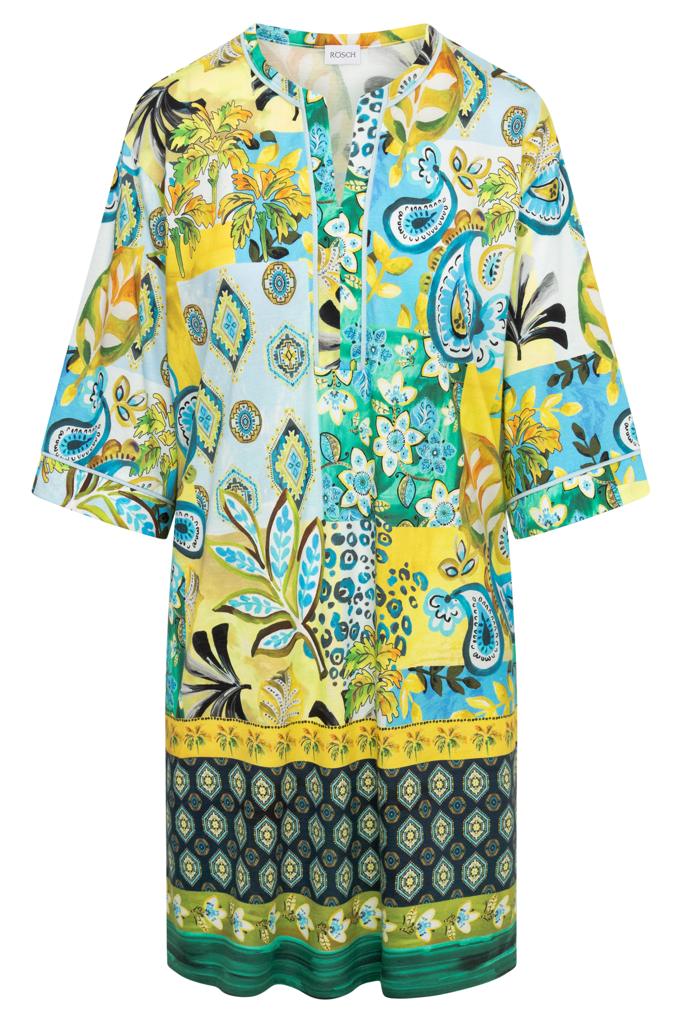 Rösch Nightgown front view in Placed Print