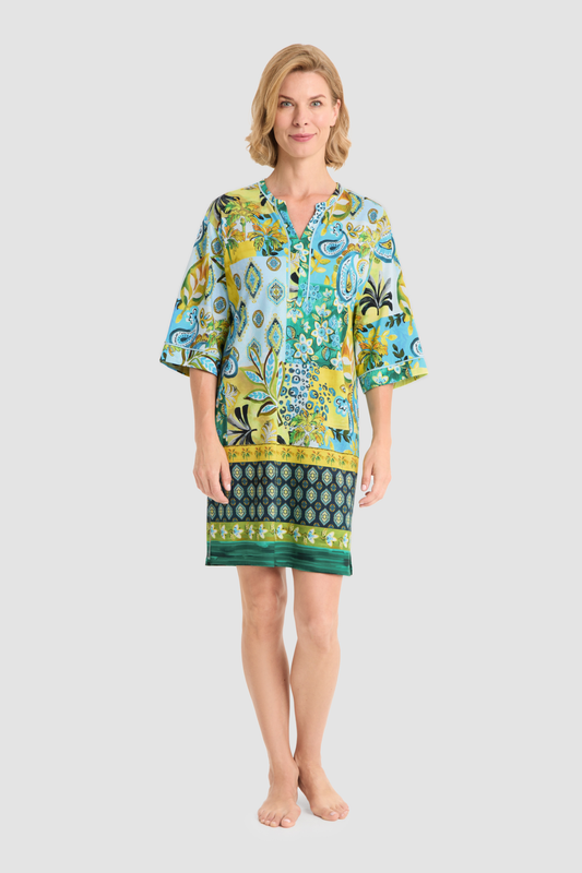 Rösch Nightgown on model in Placed Print