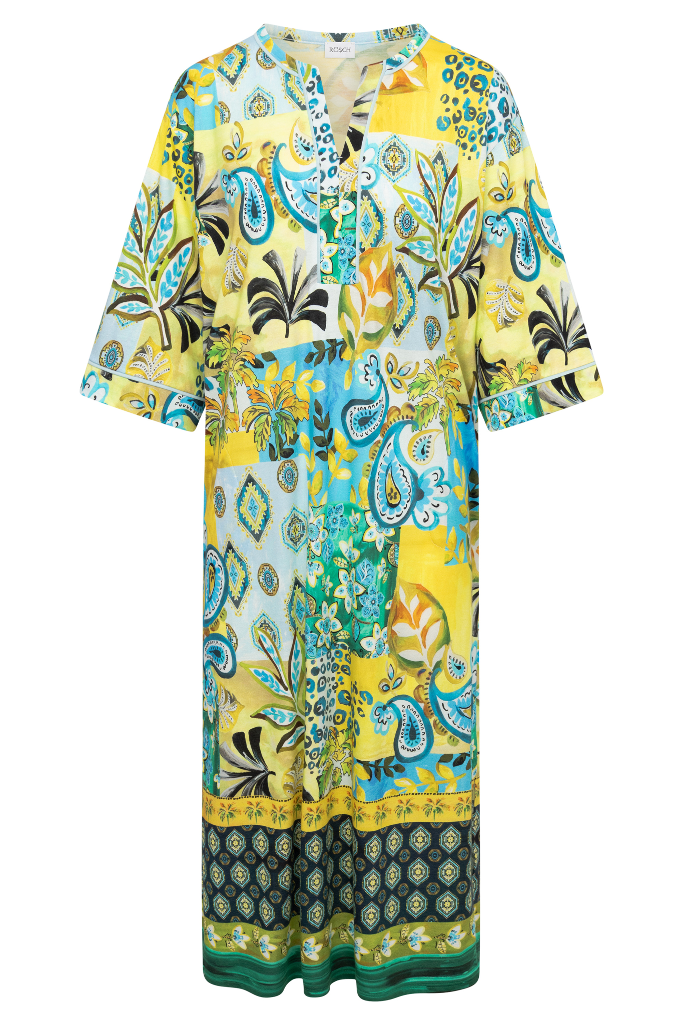 Rösch Nightgown front view in Placed Print