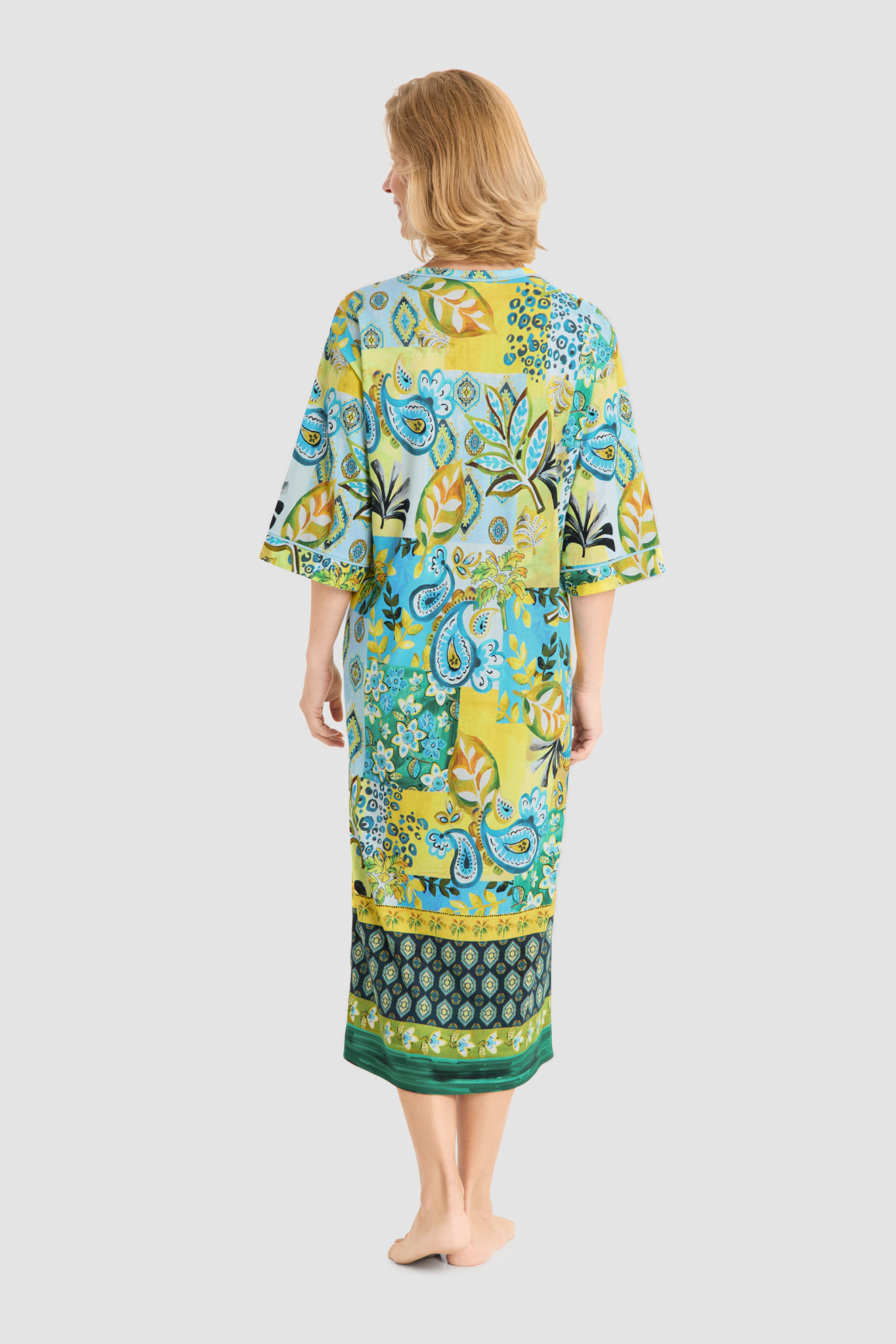 Rösch Nightgown back view in Placed Print