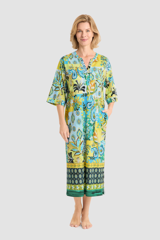 Rösch Nightgown on model in Placed Print