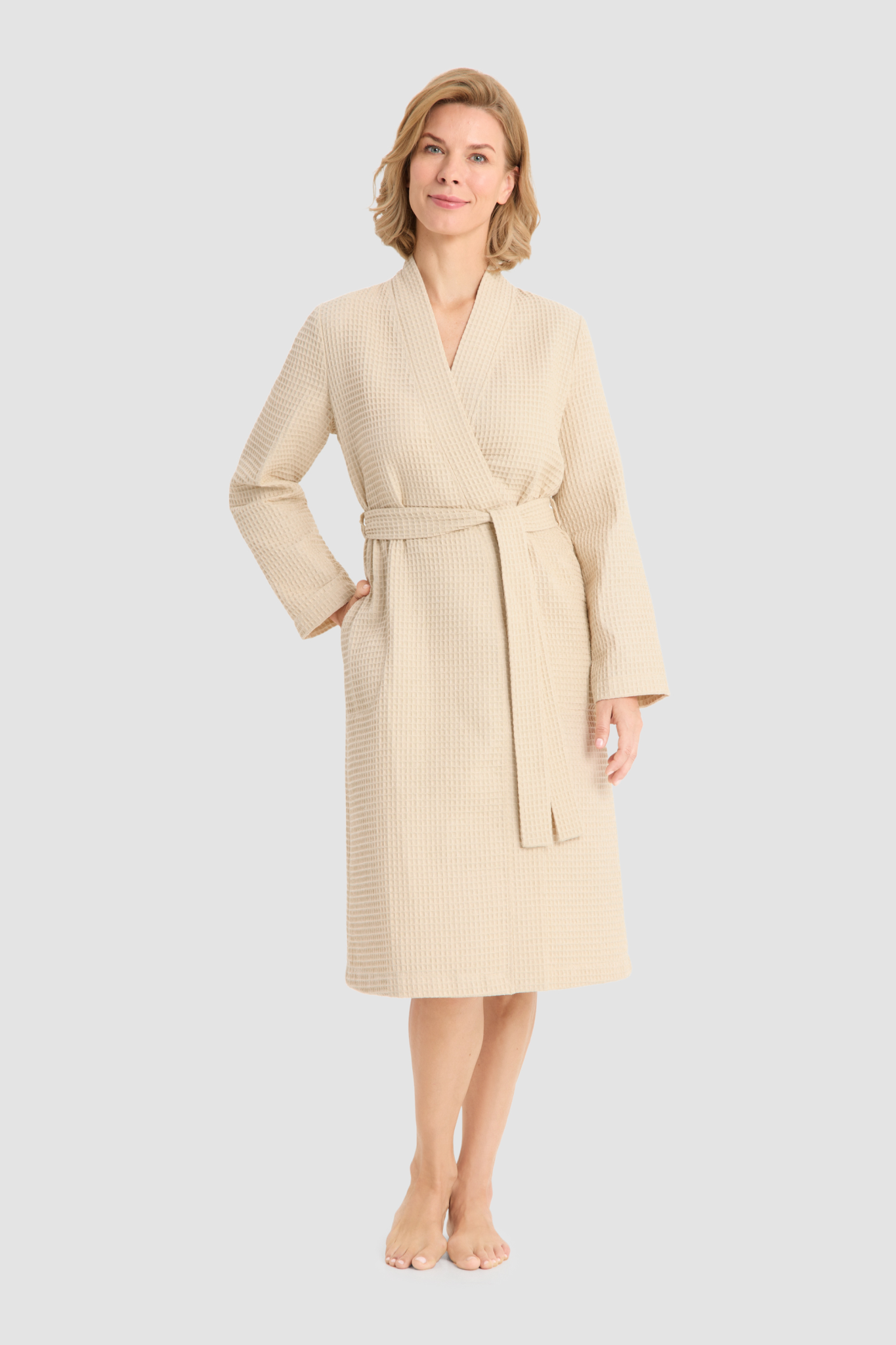 Rösch Robe on model in Sand