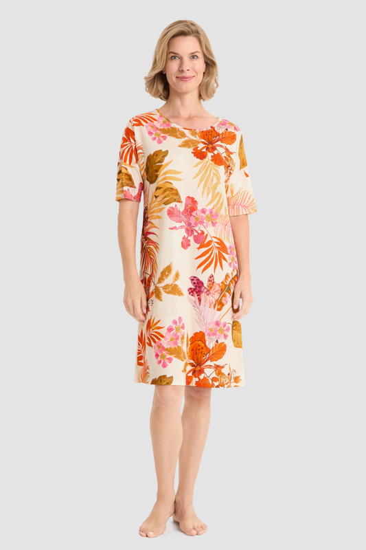 Rösch Nightgown on model in Modern Leaves