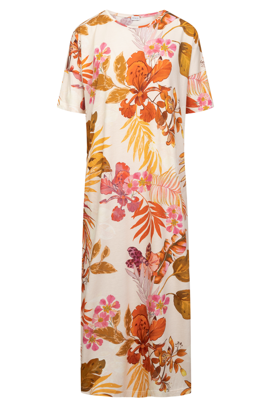 Rösch Nightgown front view in Modern Leaves