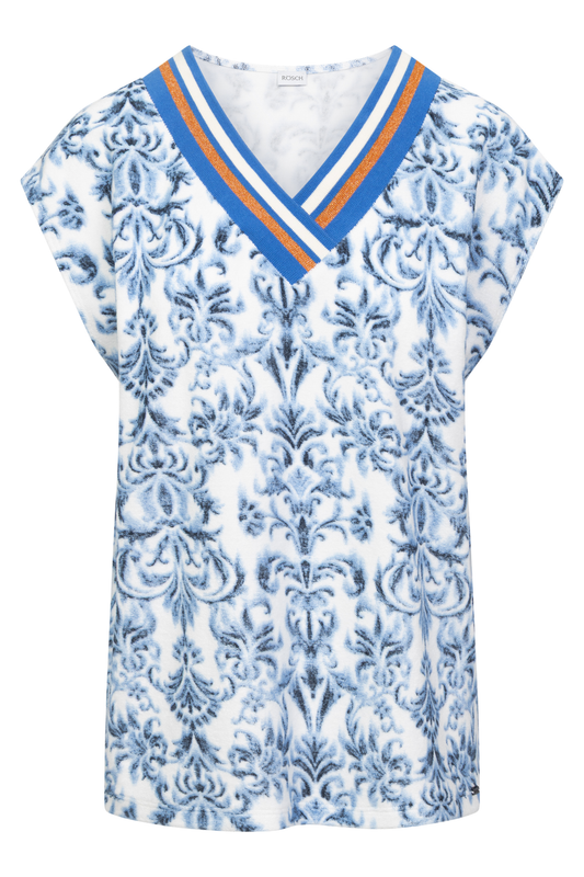 Rösch Lounge Top front view in Blue Ornamental