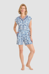 Rösch Lounge Pants on model in Blue Ornamental