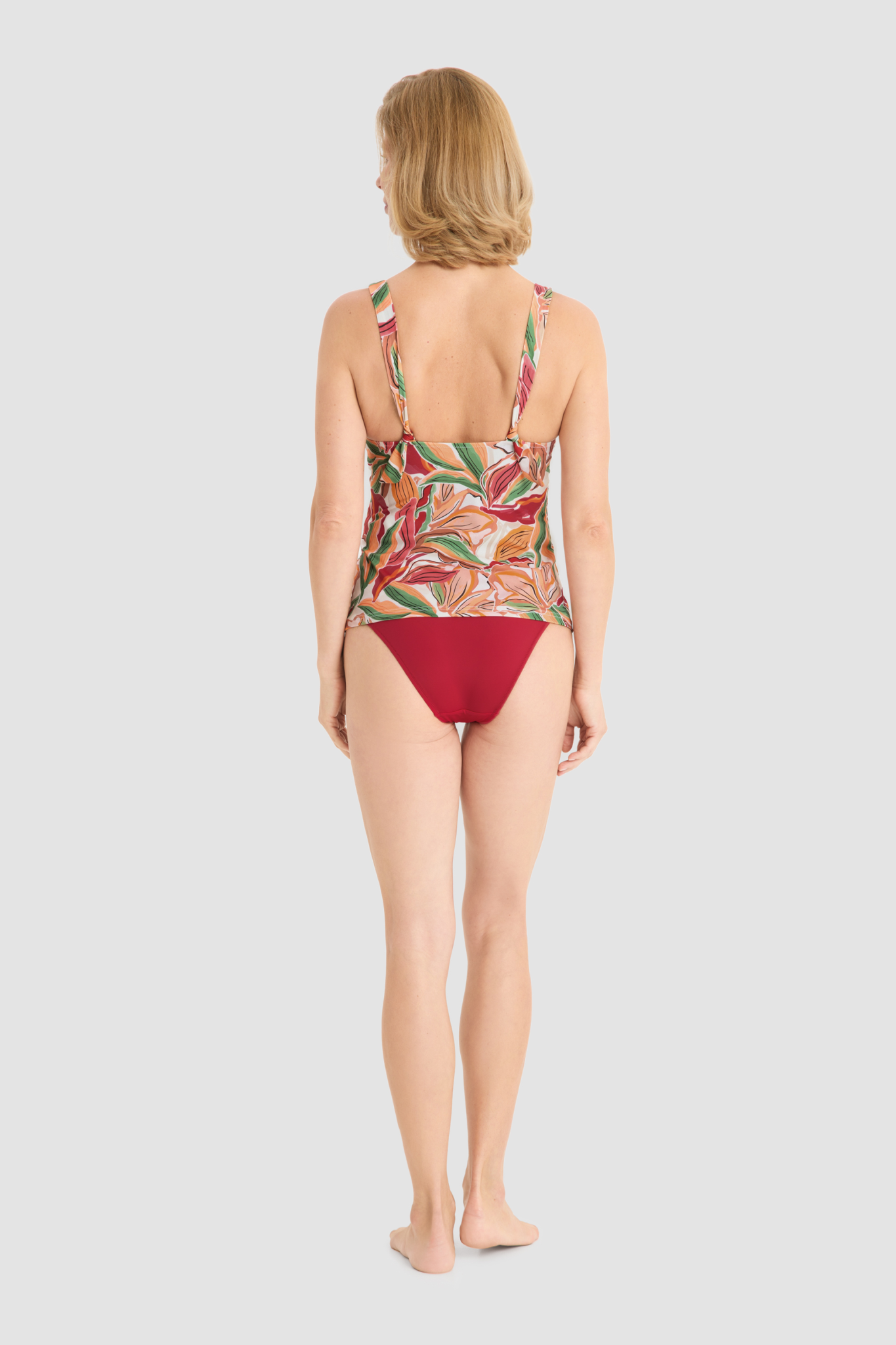 Rösch Tankini back view in Multicolor Leaves