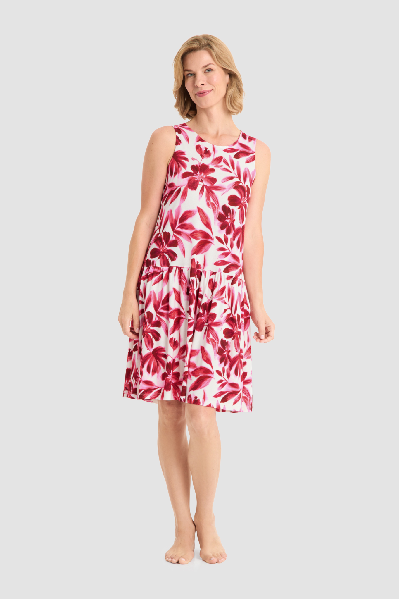 Rösch Beach Dress on model in Pink Flowers