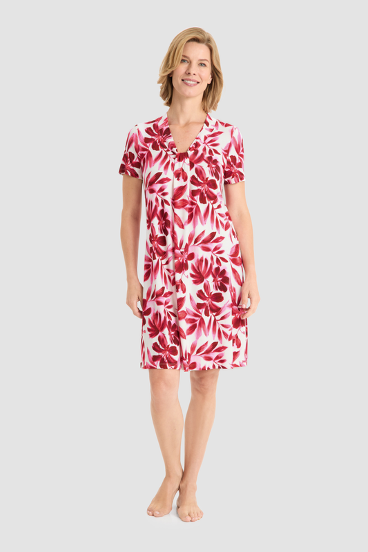 Rösch Beach Dress on model in Pink Flowers