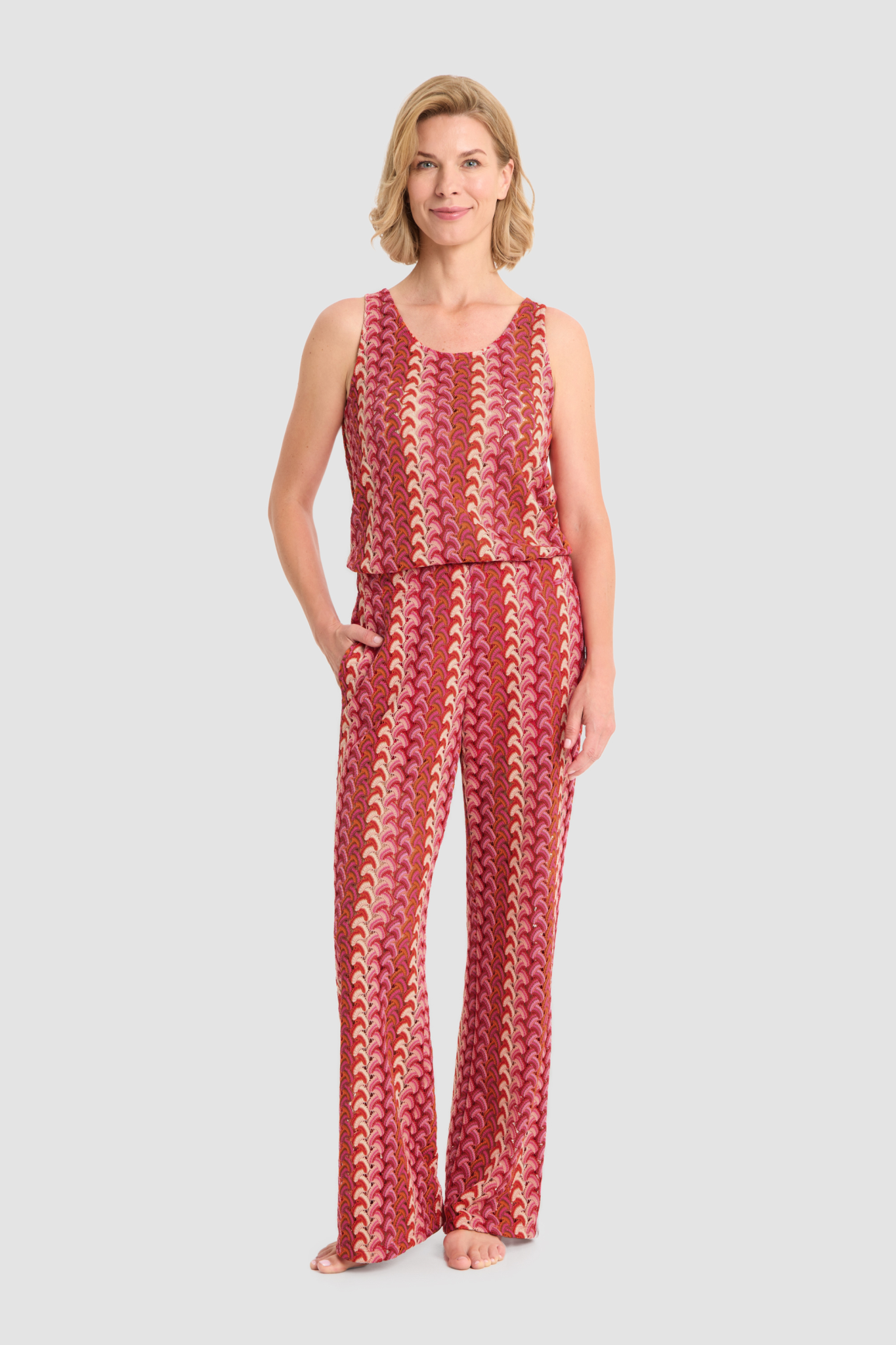 Rösch Lounge Pants on model in Pink-Multicolor