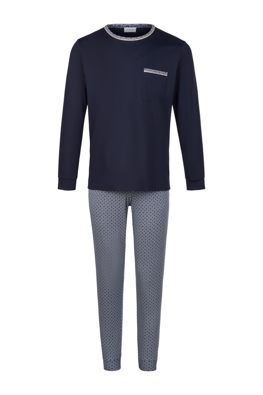 Rösch Pyjamas front view in Minimal blue