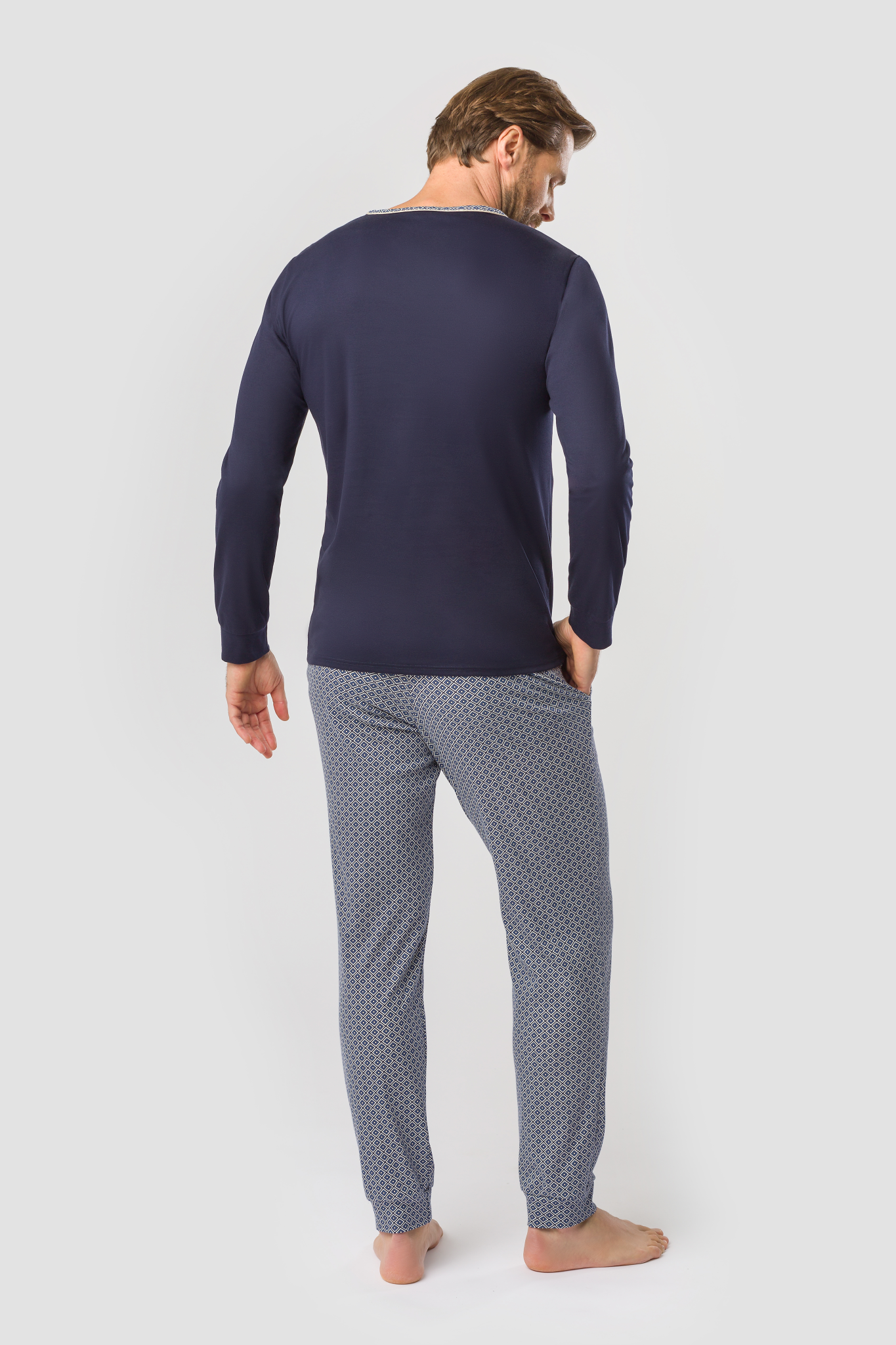 Rösch Pyjamas back view in Minimal blue