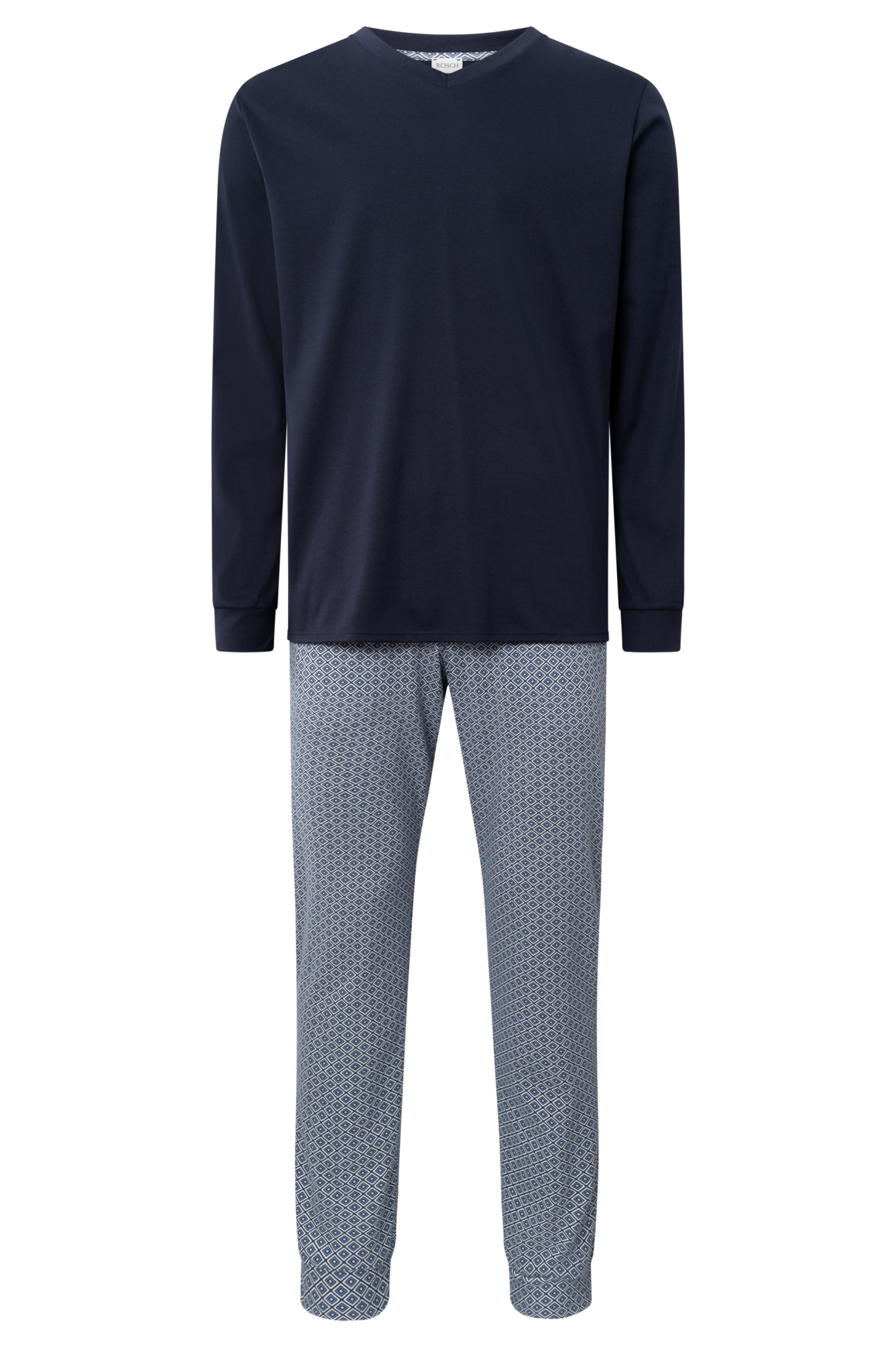 Rösch Pyjamas front view in Minimal blue