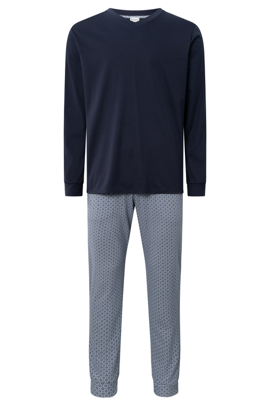 Rösch Pyjamas front view in Minimal blue