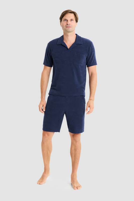 Rösch Lounge Pants on model in Dark Blue