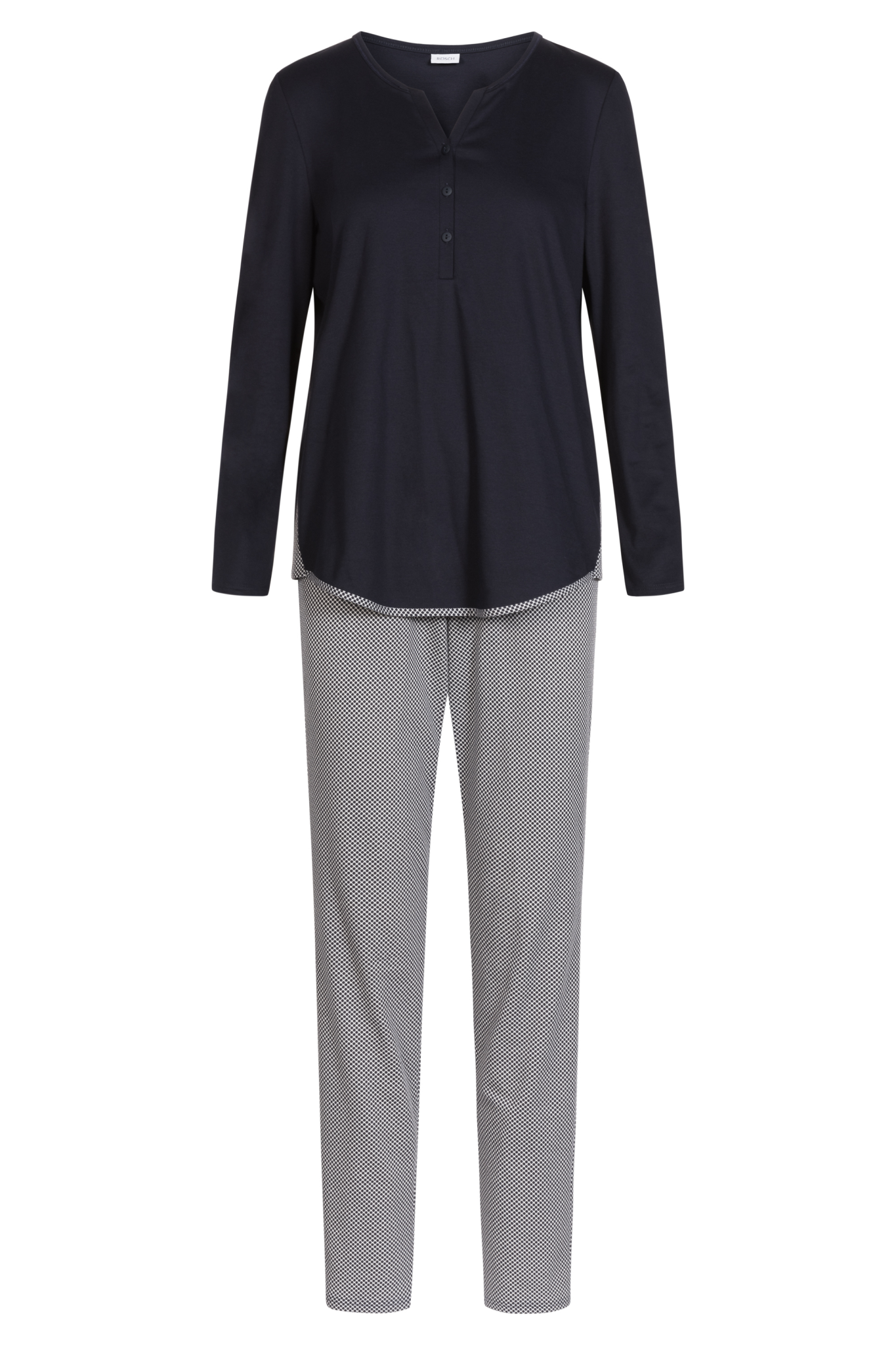 Rösch Pyjamas front view in Navy