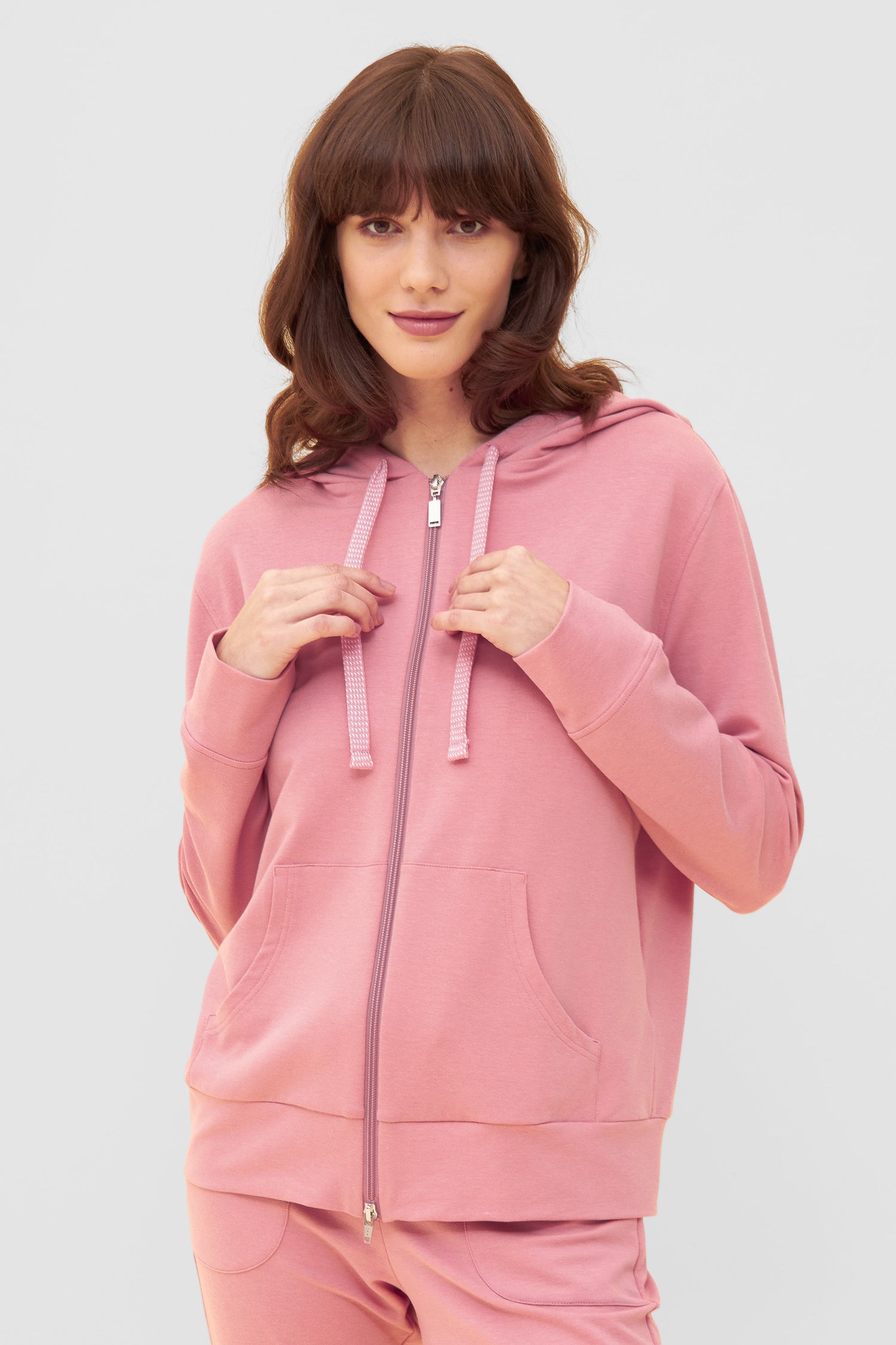 Rosch Hoodie Gots, 1/1 Sleeve, Zipper, Pockets (1884204) Tearose