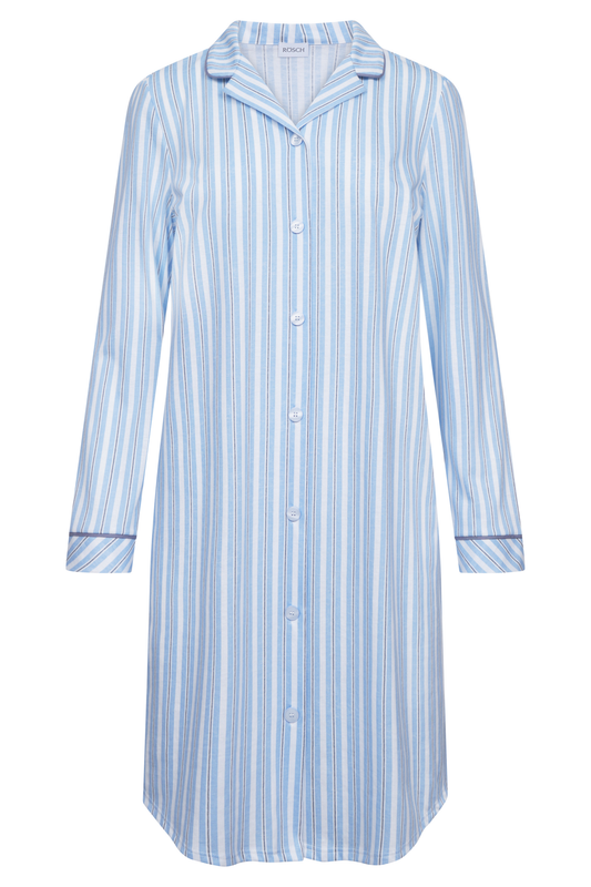 Rösch Nightgown front view in Denim Stripes