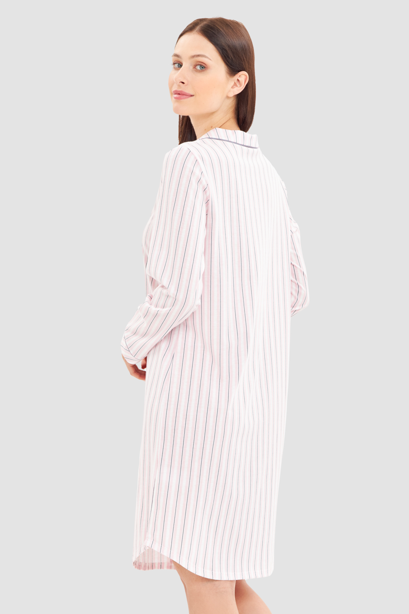 Rösch Nightgown back view in Rose Stripe