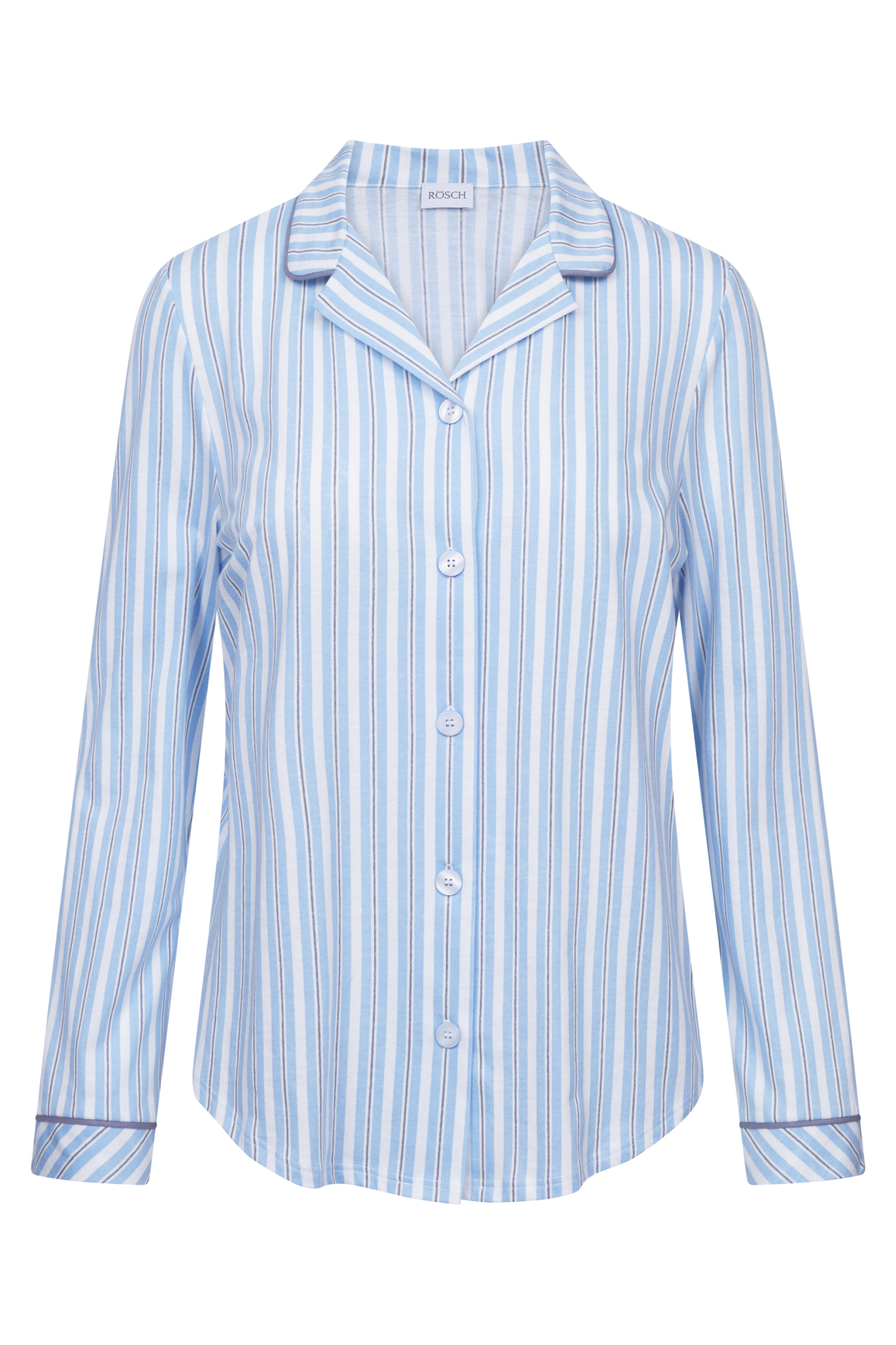 Rösch Lounge Top front view in Denim Stripes