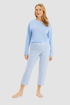Rösch Lounge Pants on model in Denim Stripes