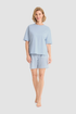 Rösch Lounge Top on model in Blue