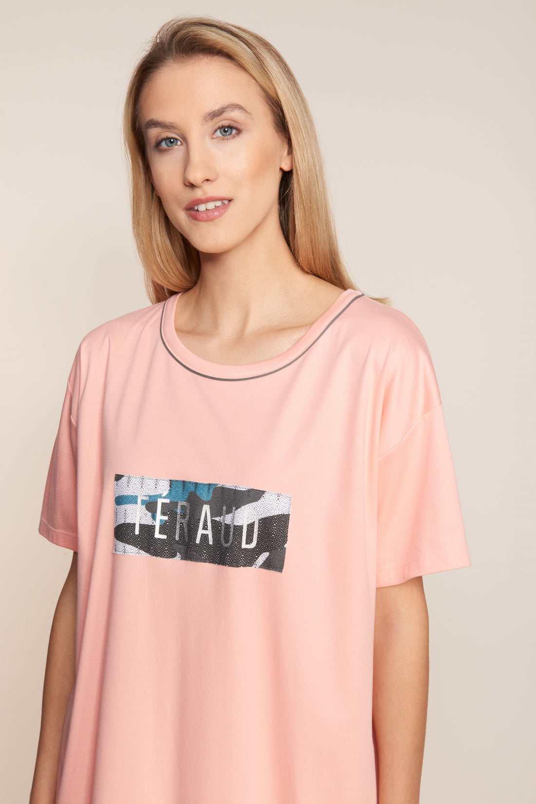Feraud Night Dress, 1/2 Sleeve, Round Neck Leisure Look (3211042) Peach