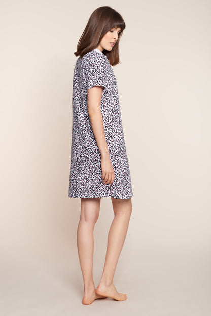 Feraud Night Dress, 1/2 Sleeve, Button Panel, Polo Colla (3211054) Modern Leo