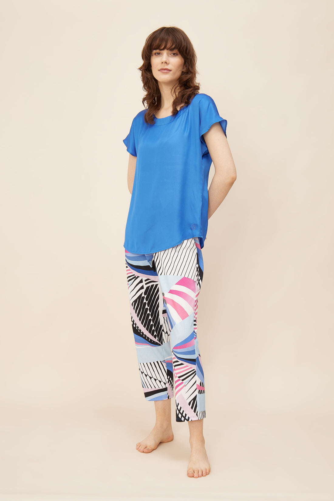 Feraud Pajama, Overcut, Pants 7/8, Round Neck Coutu (3221030) Multicolor Grafik
