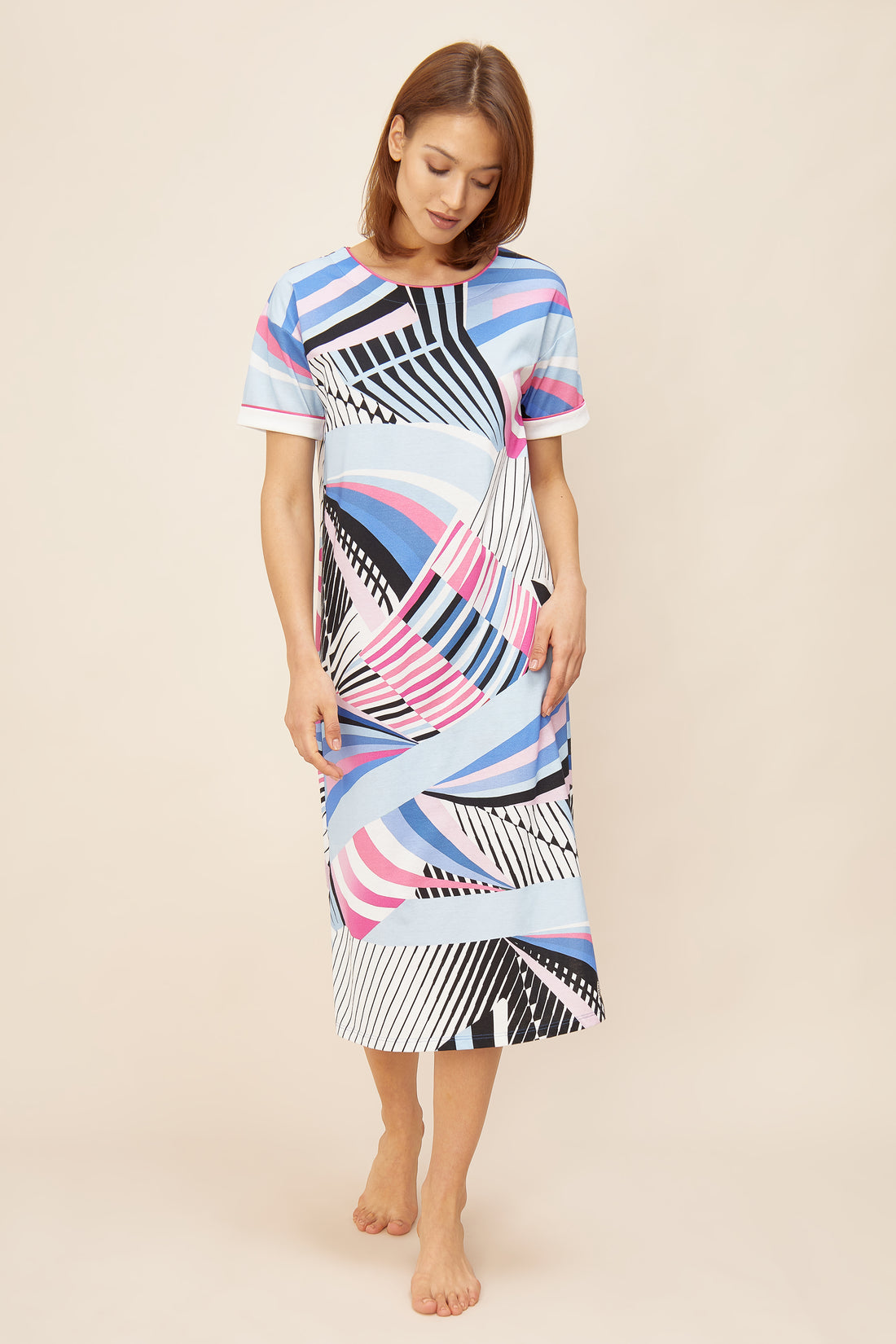 Feraud Night Dress, 1/2 Sleeve, Round Neck Couture Graph (3221032) Multicolor Grafik