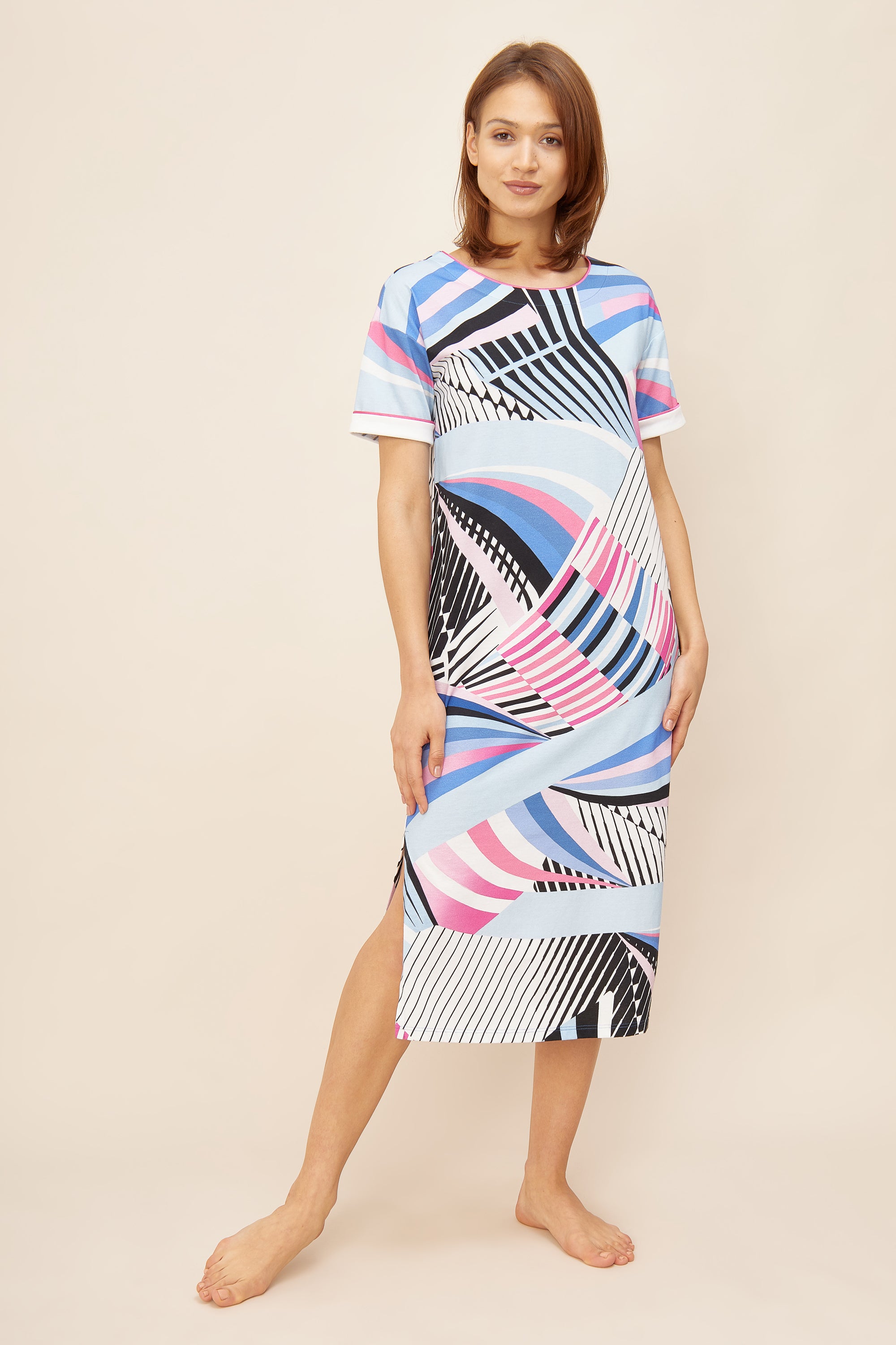 Feraud Night Dress, 1/2 Sleeve, Round Neck Couture Graph (3221032) Multicolor Grafik