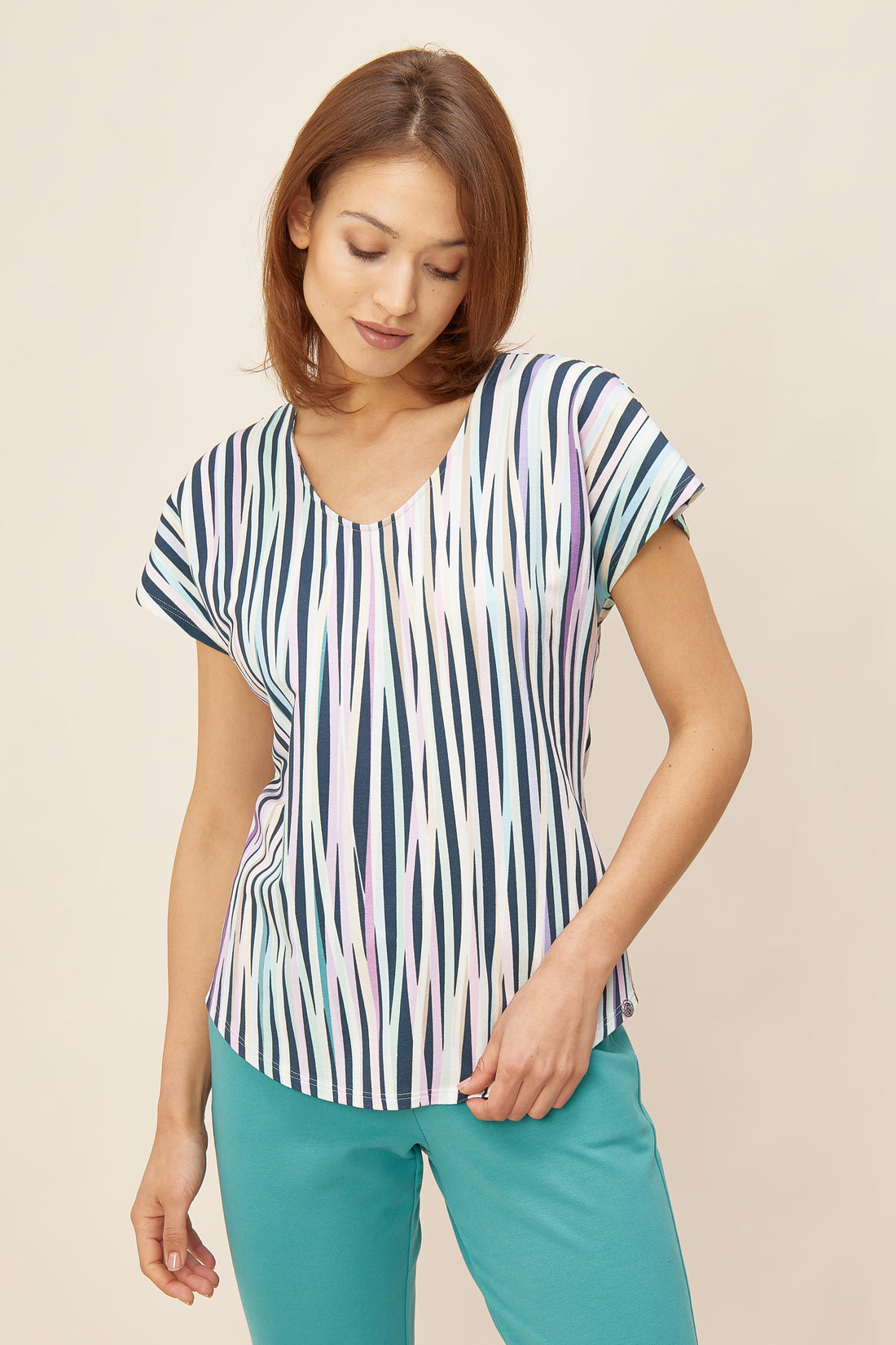 Feraud Shirt, Overcut, V-Neck Modern Stripe (3221042) Stripe Multicolor