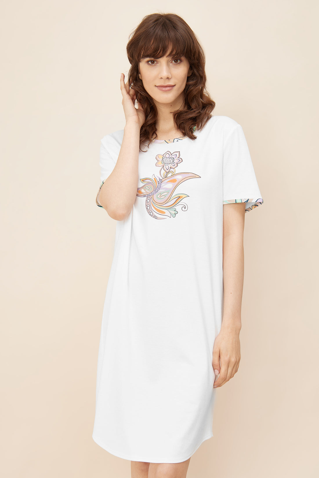 Feraud Night Dress, 1/2 Sleeve, Round Neck Motiv Paisley (3221061) Big Paisley
