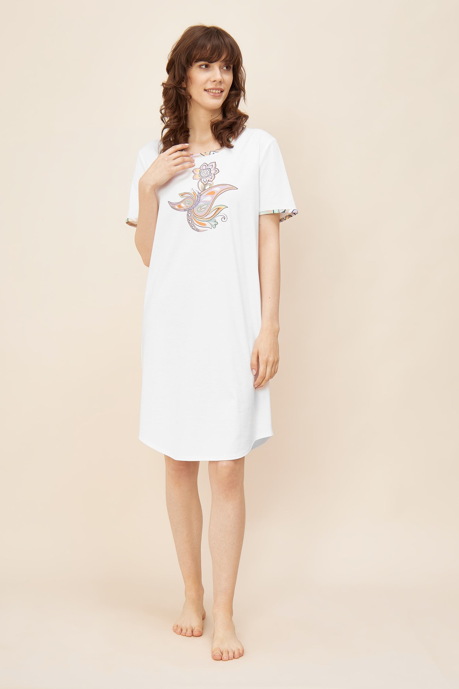 Feraud Night Dress, 1/2 Sleeve, Round Neck Motiv Paisley (3221061) Big Paisley
