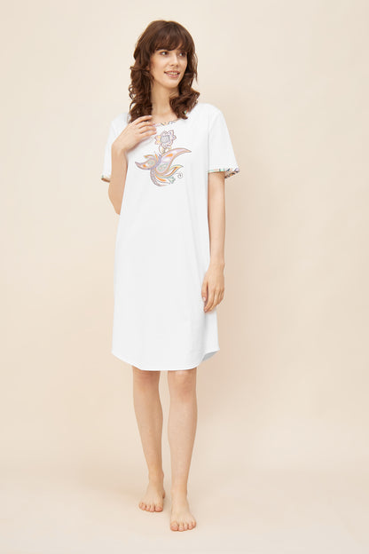 Feraud Night Dress, 1/2 Sleeve, Round Neck Motiv Paisley (3221061) Big Paisley