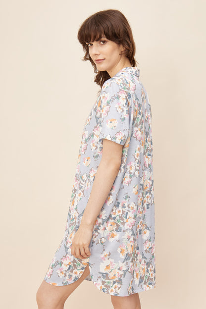 Feraud Night Dress, 1/2 Sleeve, Lapel Collar, Button-Thr (3221078) Flower Stripe