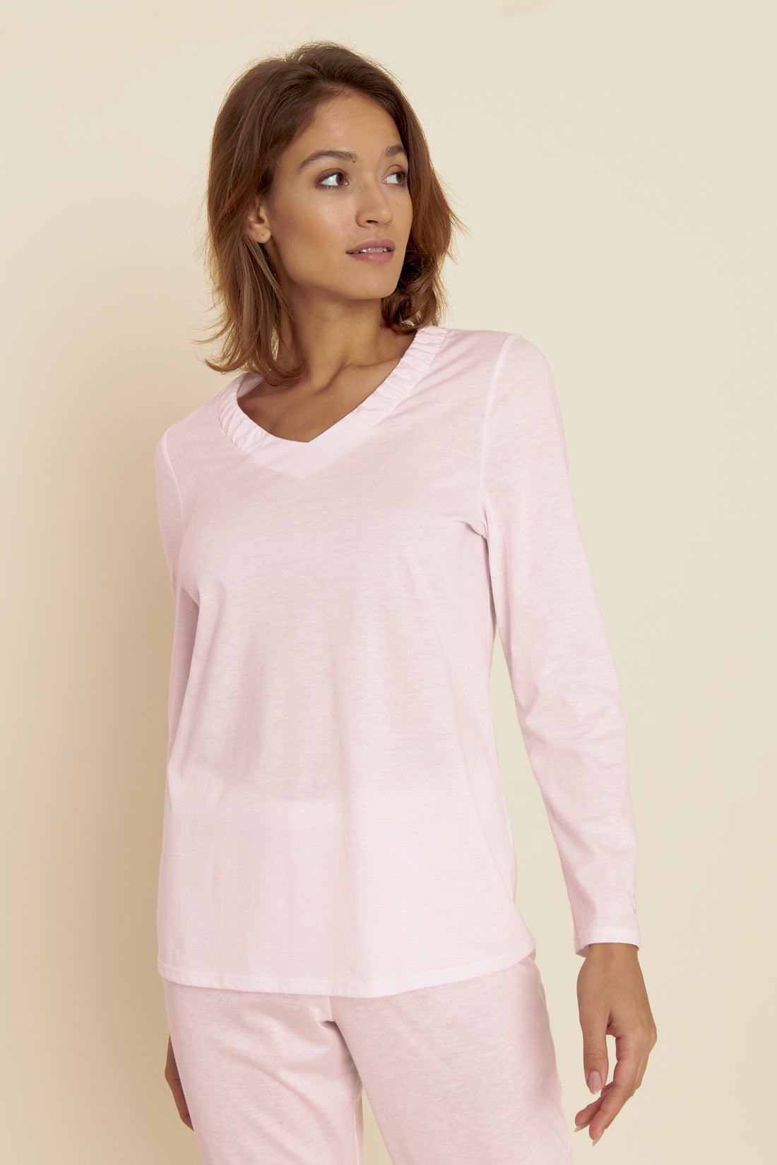Feraud Pajama, 1/1 Sleeve, Pants 1/1, V-Neck V-Vari (3221155) Rose
