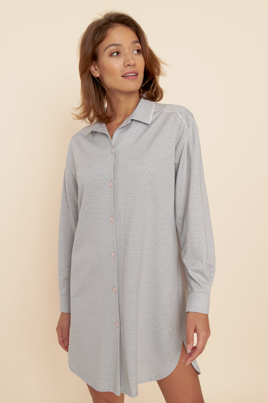 Feraud Night Dress, 1/1 Sleeve, Button-Through Modern Sh (3221159) Shades Of Grey