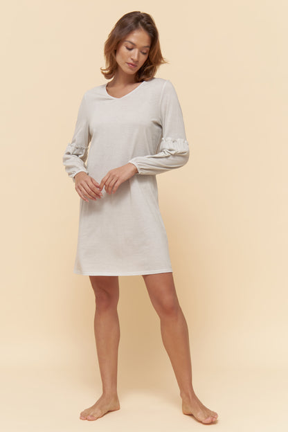 Feraud Night Dress, 1/1 Sleeve, V-Neck Modern Check (3221163) Minimal Print