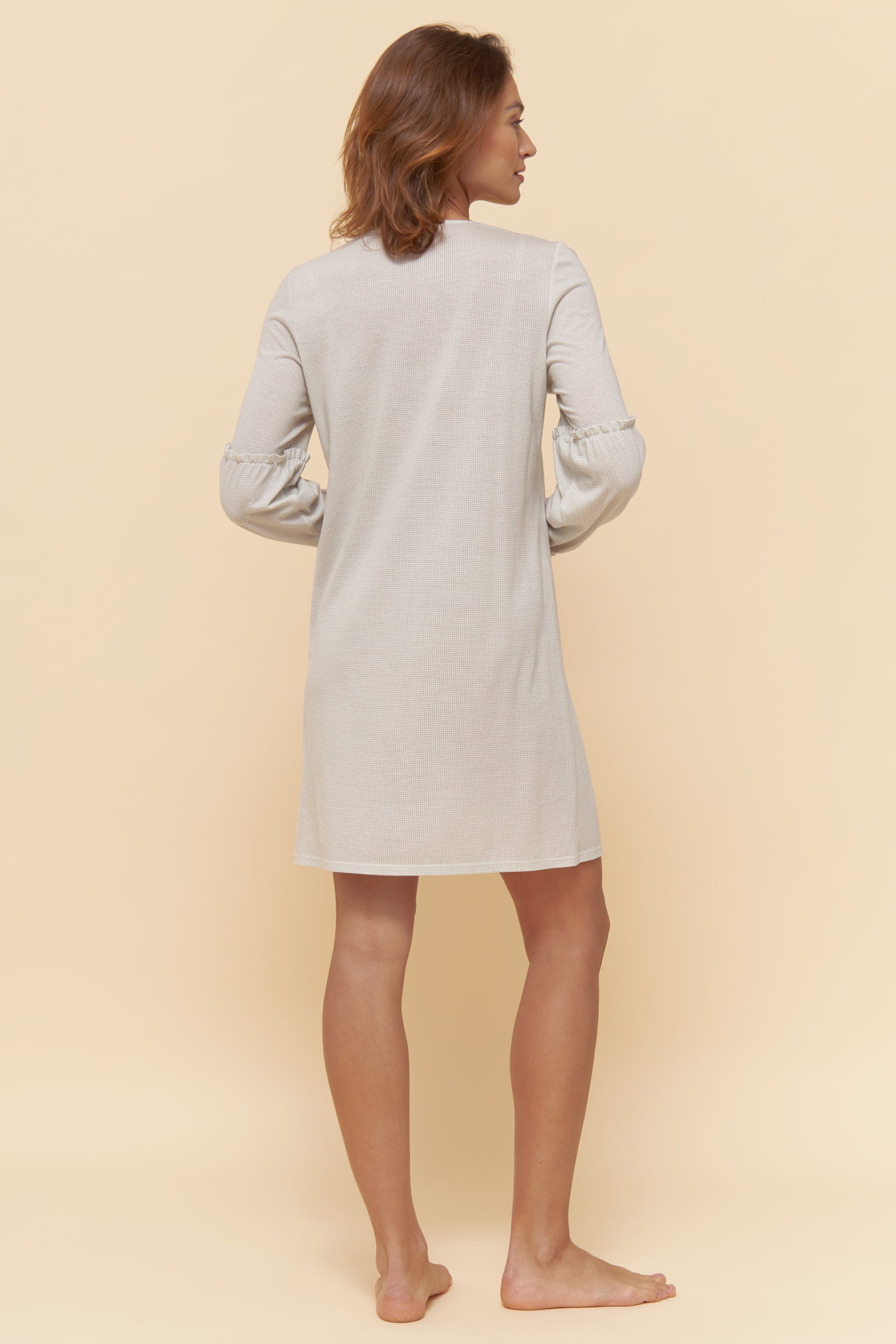 Feraud Night Dress, 1/1 Sleeve, V-Neck Modern Check (3221163) Minimal Print