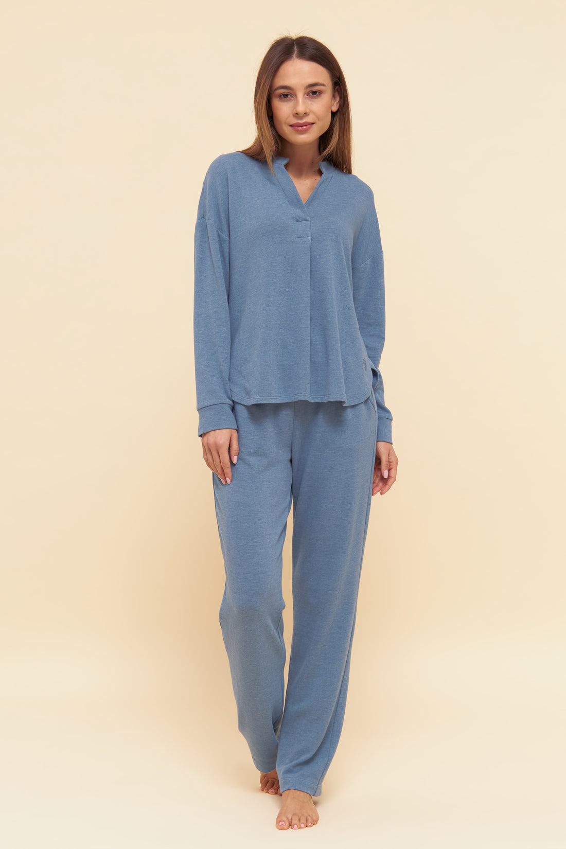 Feraud Lounge Suit, 1/1 Sleeve, Pants 1/1, Round Neck, P (3221170) Heather Blue