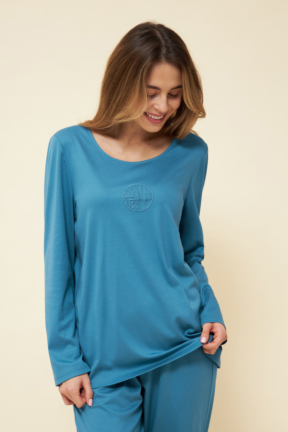 Feraud Pajama, 1/1 Sleeve, Pants 1/1, Round Neck Lo (3221172) Arctic Blue
