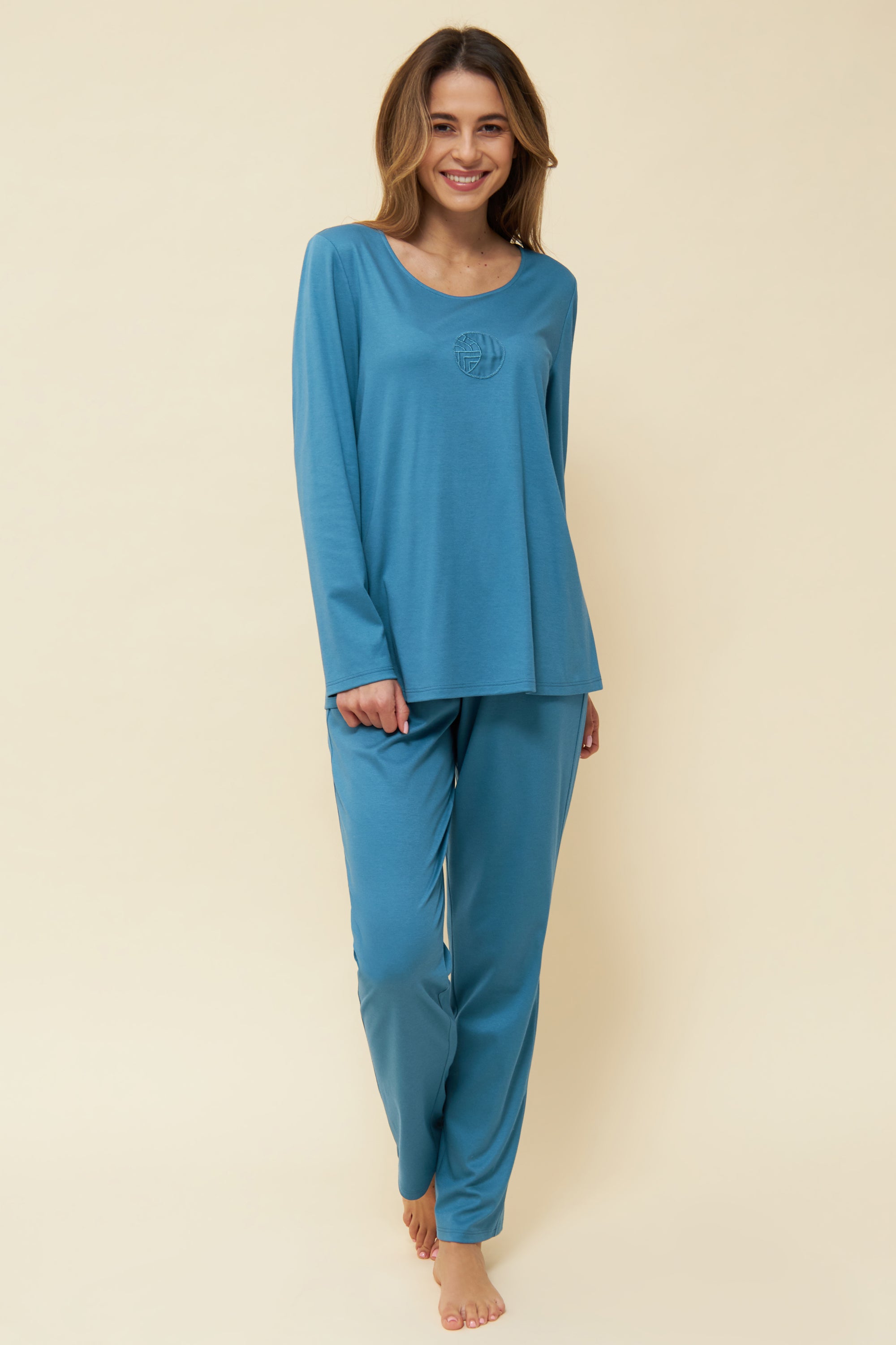 Feraud Pajama, 1/1 Sleeve, Pants 1/1, Round Neck Lo (3221172) Arctic Blue