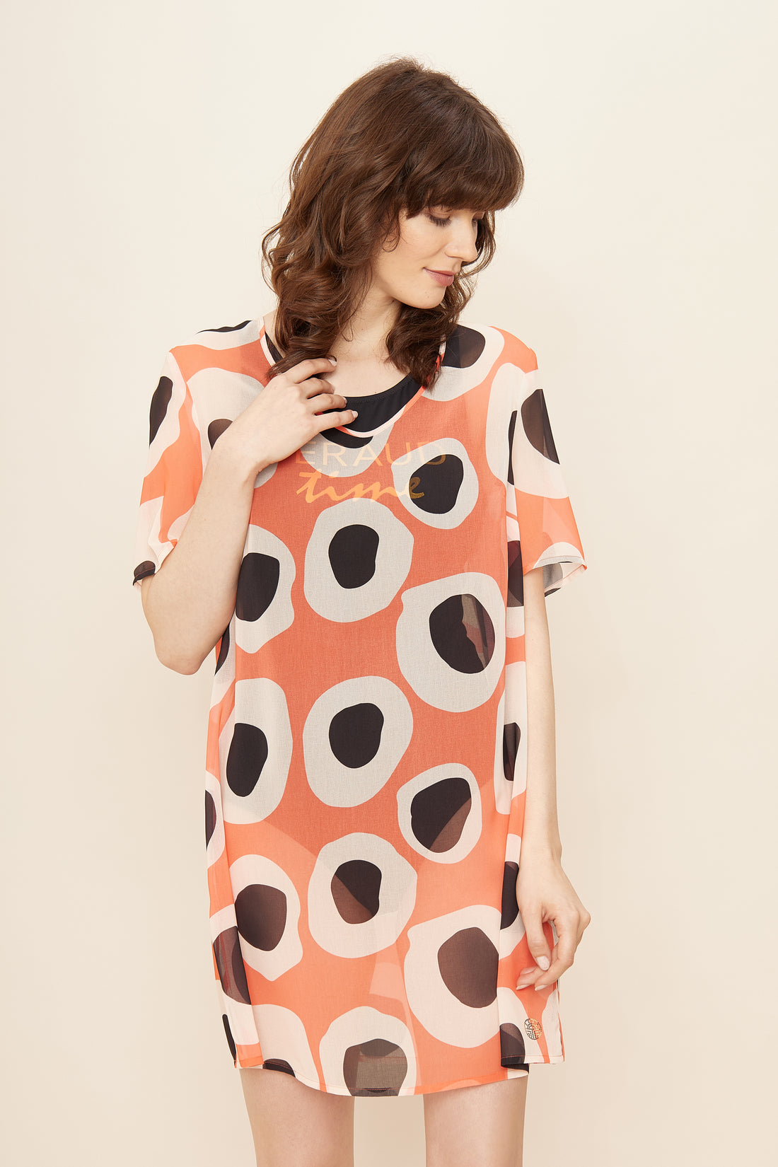 Feraud Beach Dress, 1/2 Sleeve, V-Neck Neon Statement (3225102) Graphic Dots