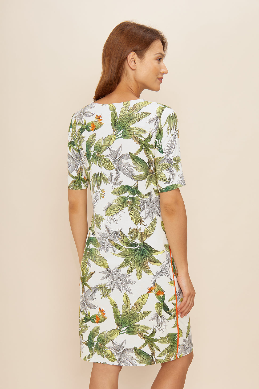 Feraud Beach Dress, 1/2 Sleeve, V-Neck Exotic Palm (3225142) Palm Beach