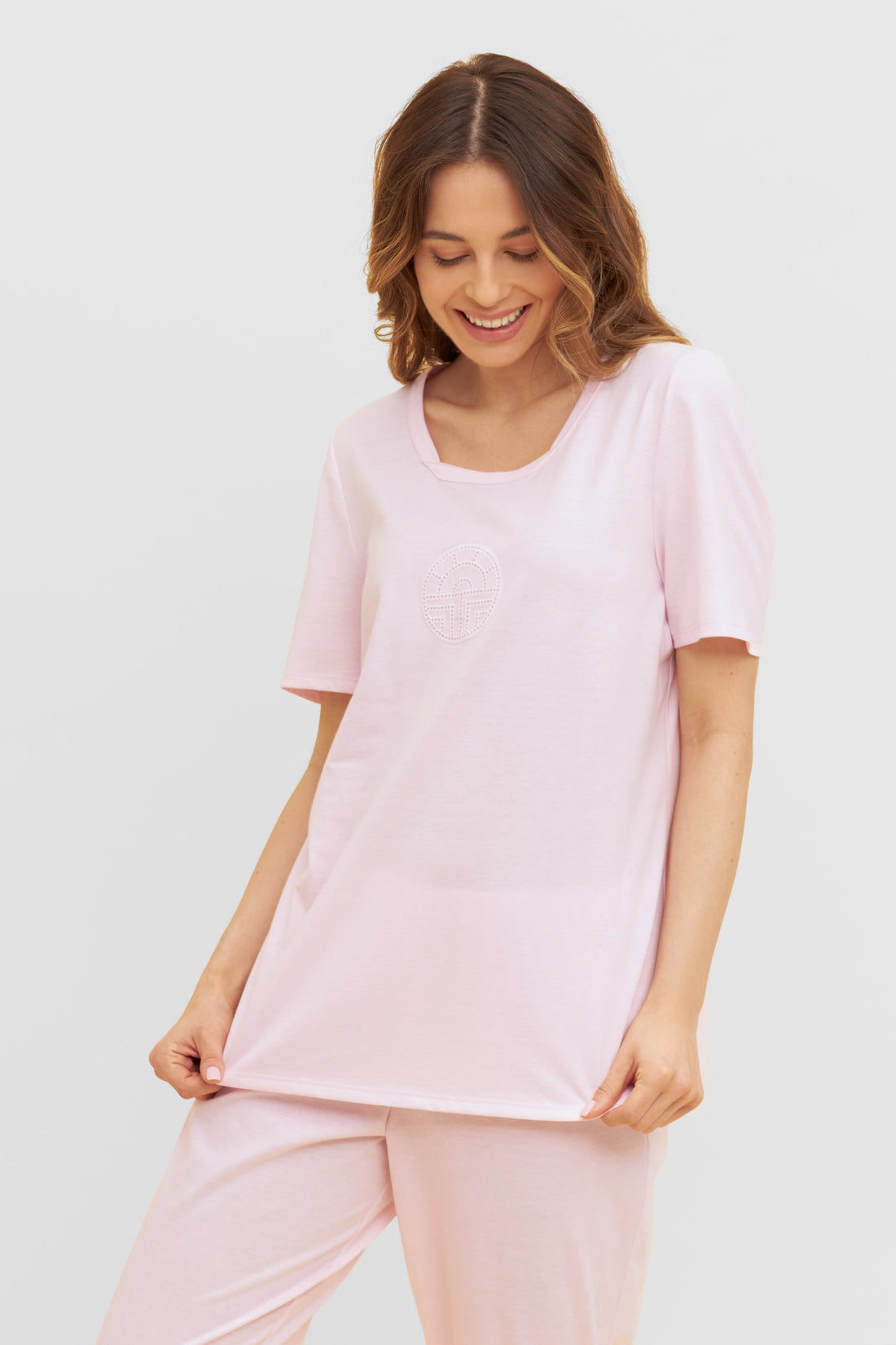 Feraud Pajama, 1/2 Sleeve, Pants 7/8, Angular Neck (3231007) Rosewater