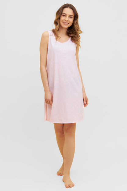 Feraud Night Dress, Sleeveless, Angular Neck Logo (3231009) Rosewater