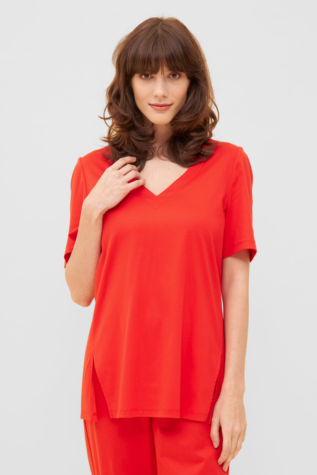 Feraud Pajama, 1/2 Sleeve, Pants 1/1, V-Neck Uni El (3231010) Hot Red