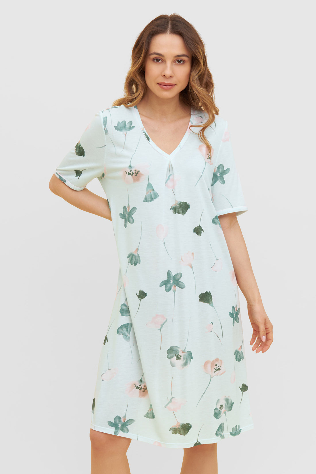 Feraud Night Dress, 1/2 Sleeve, V-Neck Pastel Flower (3231121) Pastell Flowers