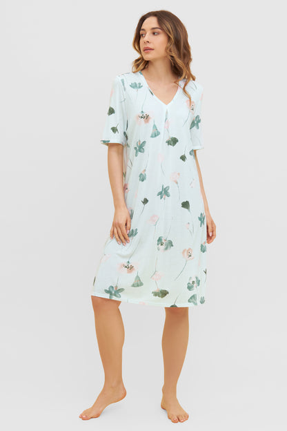 Feraud Night Dress, 1/2 Sleeve, V-Neck Pastel Flower (3231121) Pastell Flowers